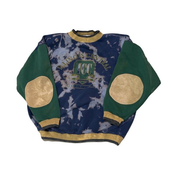 Vintage Acid Wash Illinois Central College Pullover Crewneck, Adult Mens XL - Picture 1 of 2